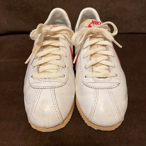 Rare Forest Gump VINTAGE 1982 NIKE LEATHER CORTEZ Womens 7.5 US White Red - Picture 3 of 11